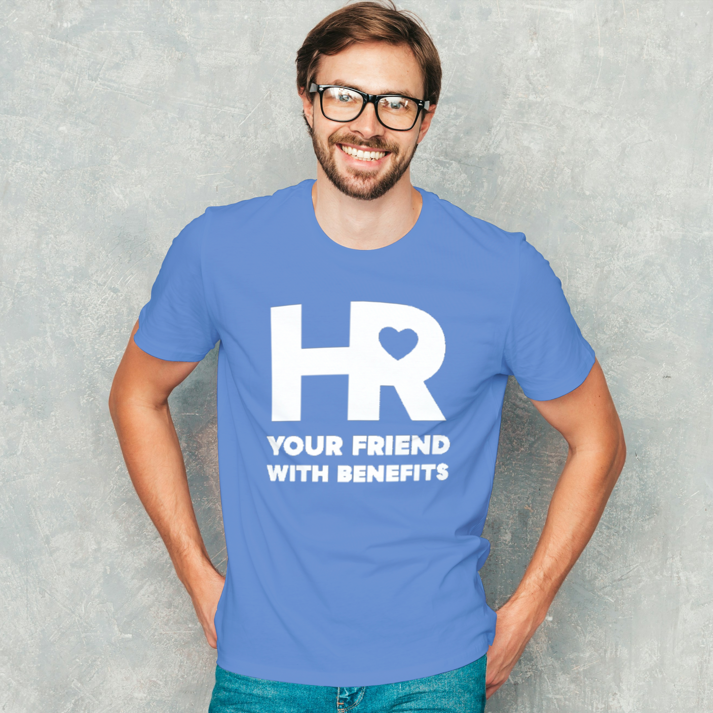HR Your Friend With Benefits | Heathered Royal Blue Short Sleeve T-Shirt