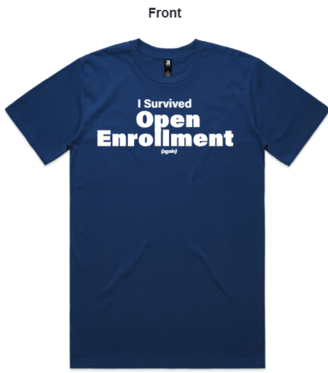 I Survived Open Enrollment -Navy Blue Short Sleeve Shirt