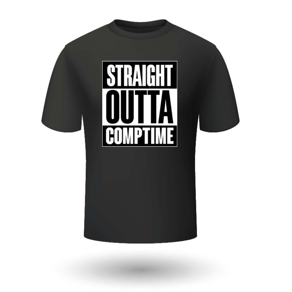 Straight Outta Comptime | Black T-Shirt with Grunge Effect